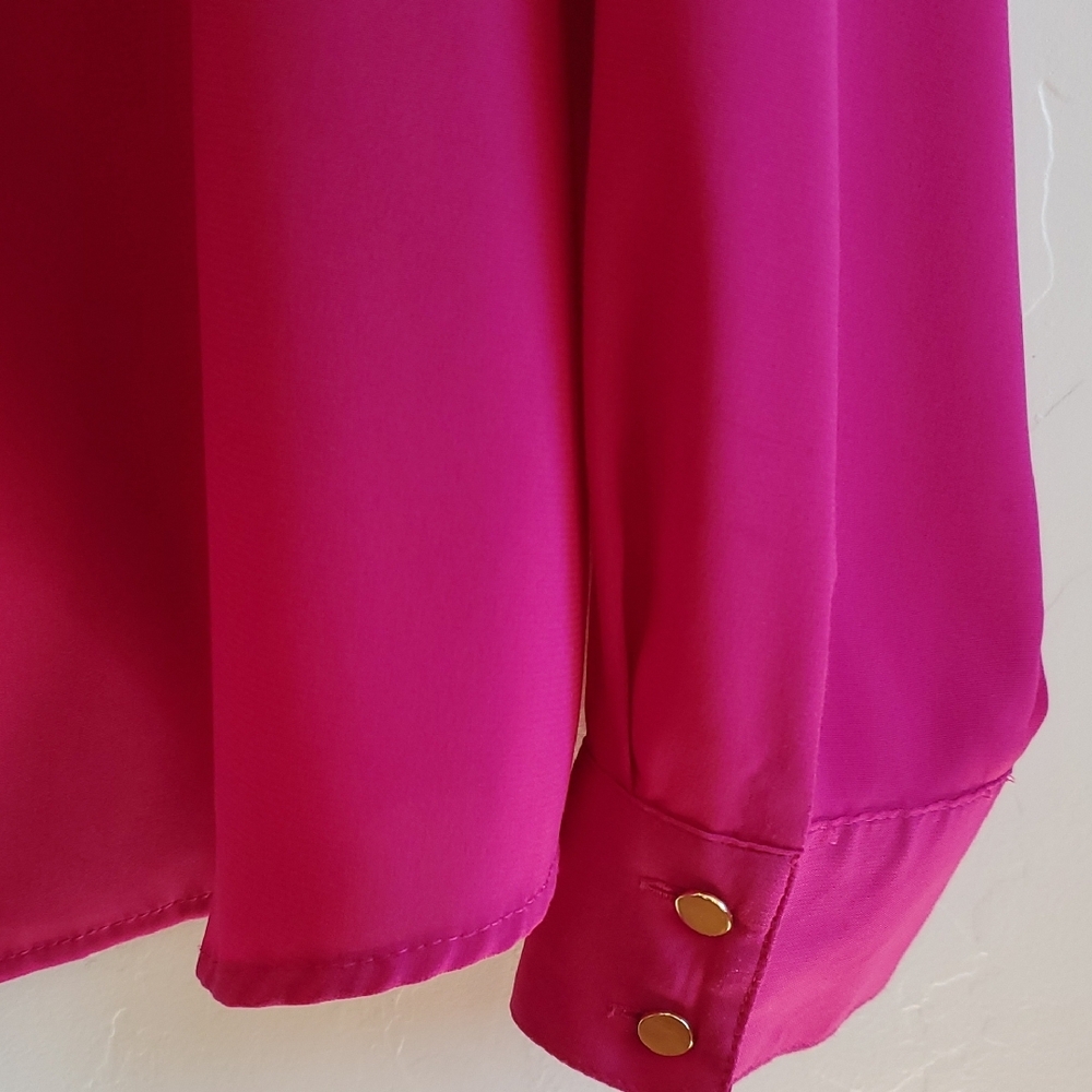 Calvin Klein Fuchsia Blouse with Tie Neck - Picture 3 of 10